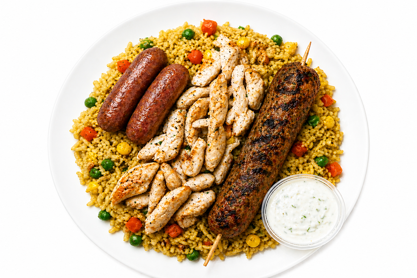 mixed grill with fragrant rice & dip