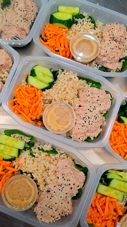 Tuna and Brown Rice with Roasted Sesame Dressing